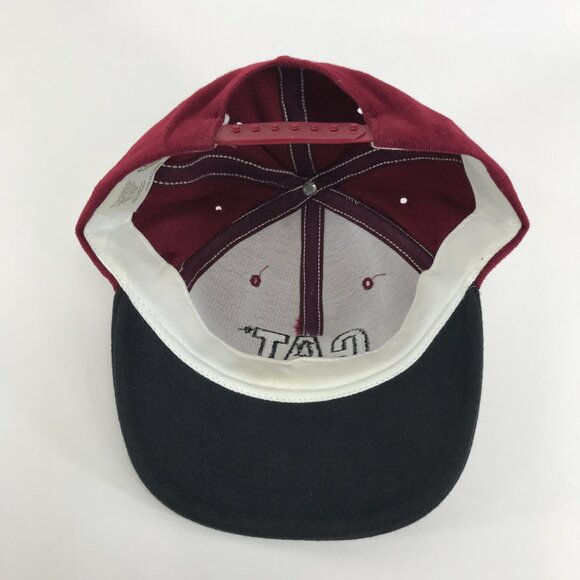 Vintage Caterpillar Snapback Cap Hat Tonkin Made In USA Maroon Black Adjustable - Picture 9 of 10